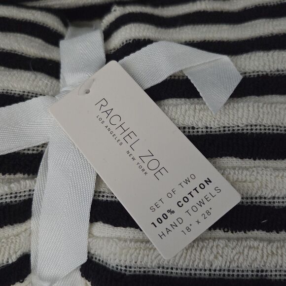 Rachel Zoe 8pc Cream And Black Striped Cotton Towel Set 2 Bath 4 Wash 2 Hand‎ - Picture 12 of 16